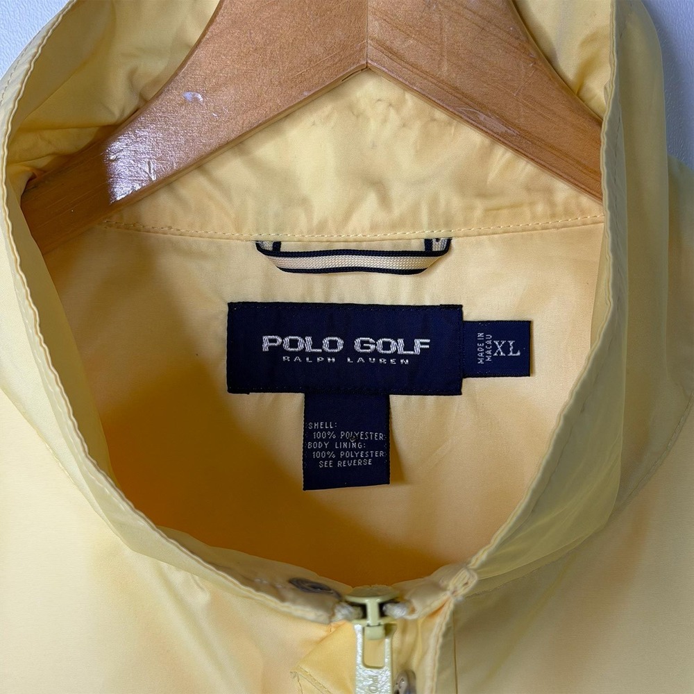 Vintage Polo Golf Ralph Lauren Rain Jacket Yellow Full Zip Packable Mens Size XL - Picture 6 of 12